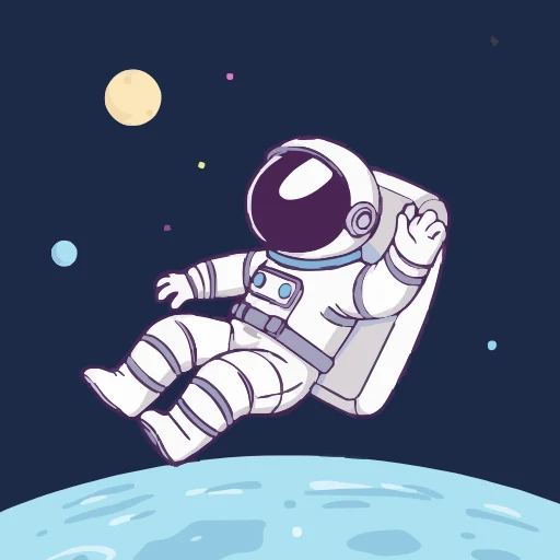 Illustration of an astronaut in deep blue outer space