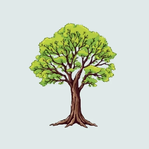 Large tree with a green canopy against a pale blue-gray background